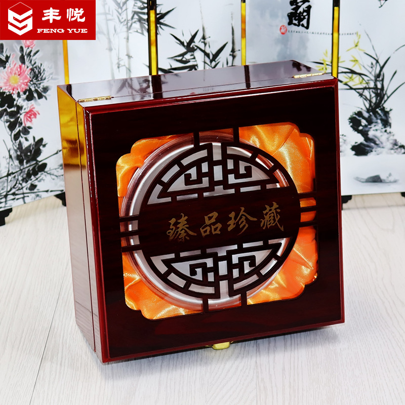 金银碗纪念杯座定制银碗单盒建盏玉杯礼品纪念金银包装木盒批发