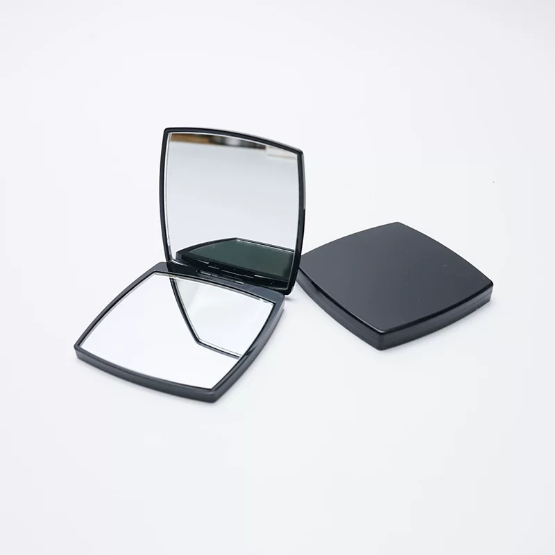 Портативное двустороннее зеркало для макияжа, складное ABS, 6.9×6.9×0.9 см, 2 HD стекла