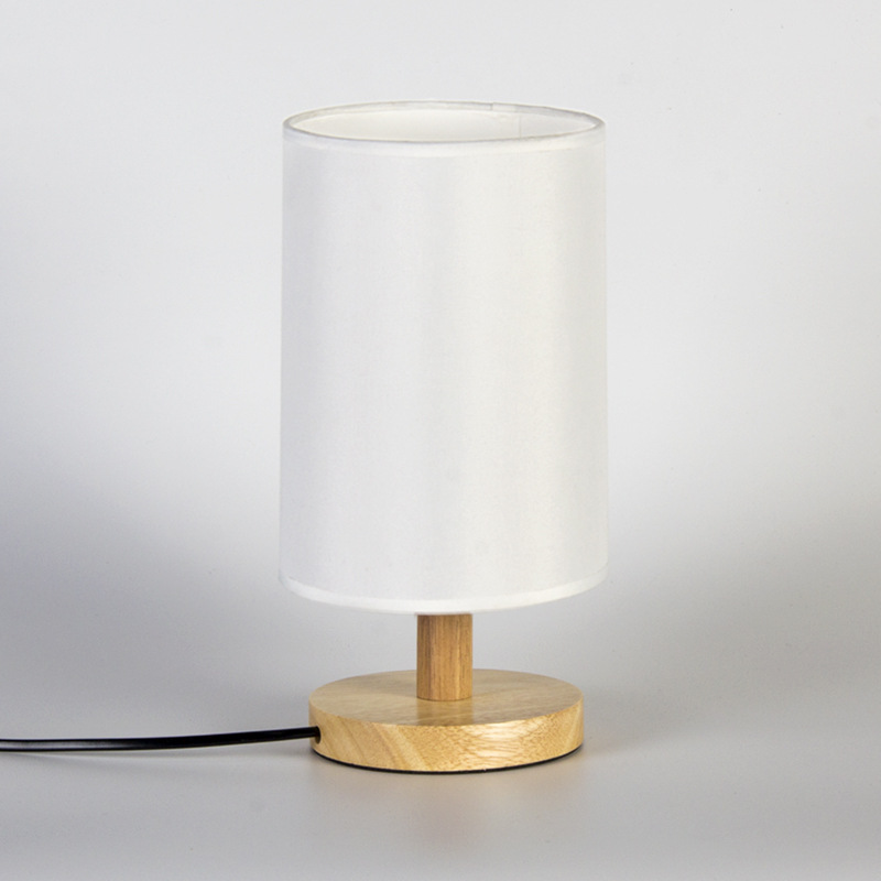 Transfronteriza tela de lino lámpara de mesa de madera dormitorio nórdico simple creativo regalo personalizado publicidad imprimible logo