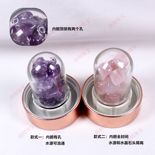 Natural Crystal Gravel Energy Stone Glass Mug Outdoor Crystal Teacup Rose Gold Cup — Factory Direct Wholesale