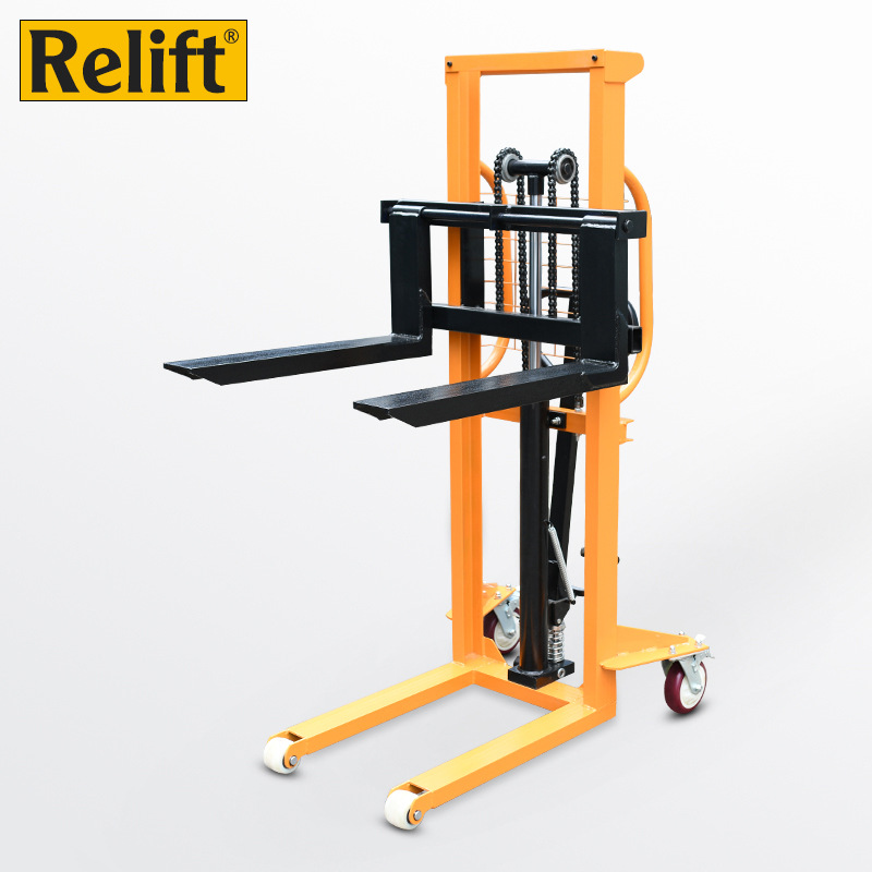 锐励手动液压堆高车小型脚踏液压升高车便携式升降小叉车托盘搬运