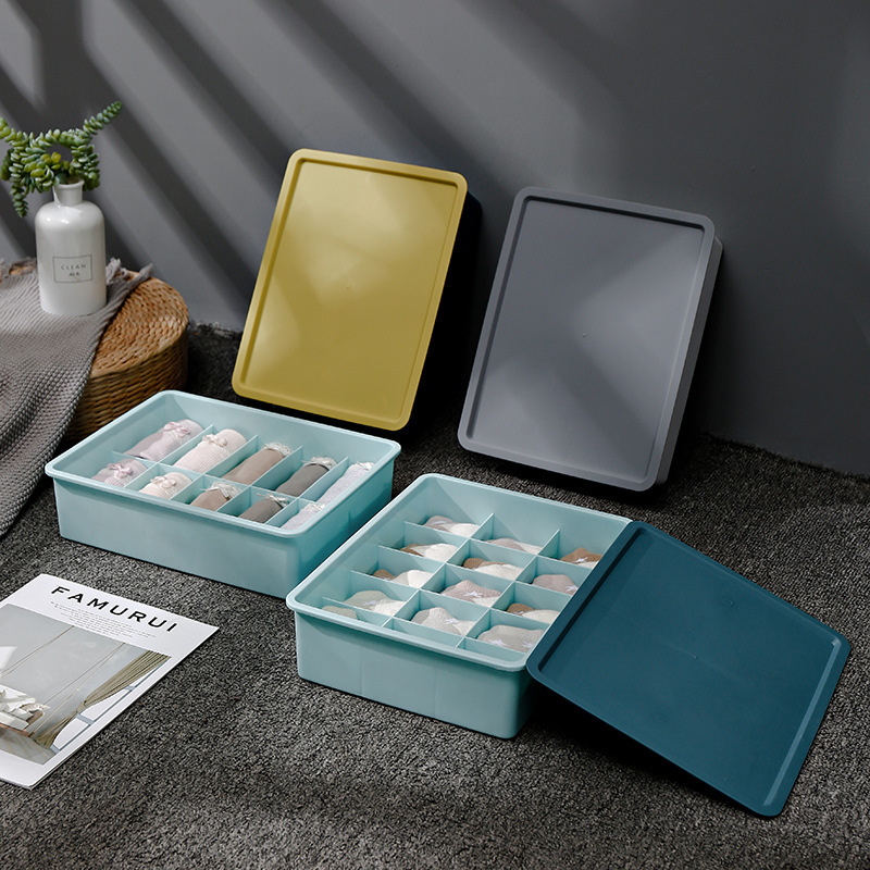 Storage Box Household Household Living Supplies Storage with Lid Finishing Storage Box Student Dormitory Wardrobe Classification