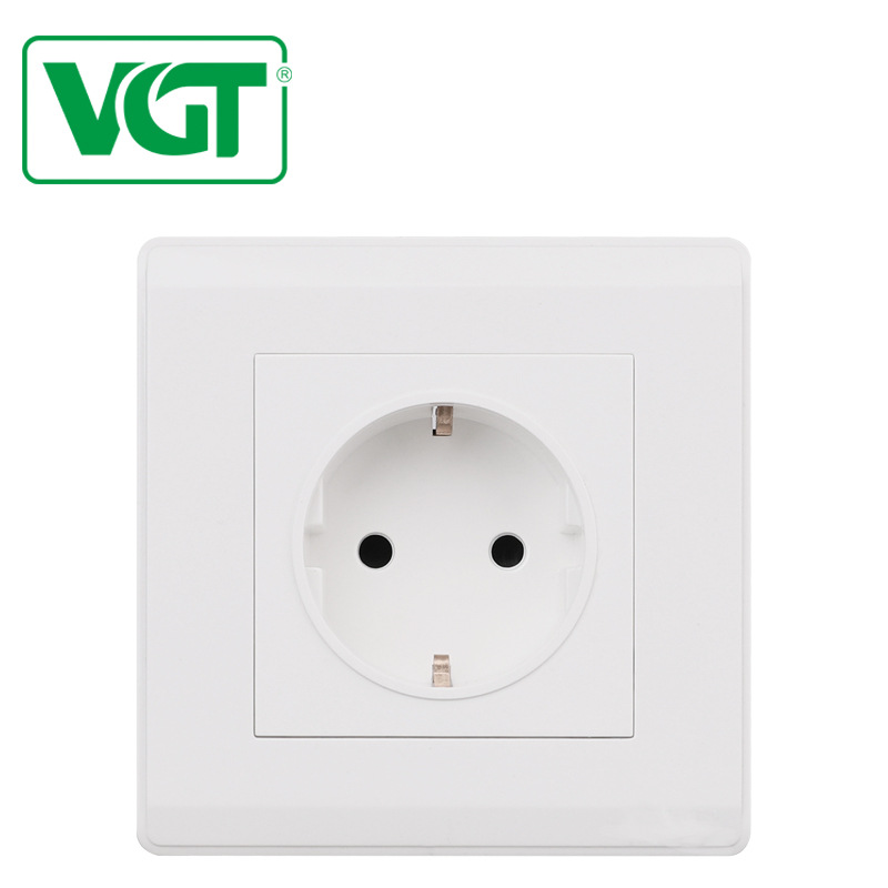 VGT 86型 开关插座  PC 阻燃塑料 外贸  欧式 两孔 Q082 16A