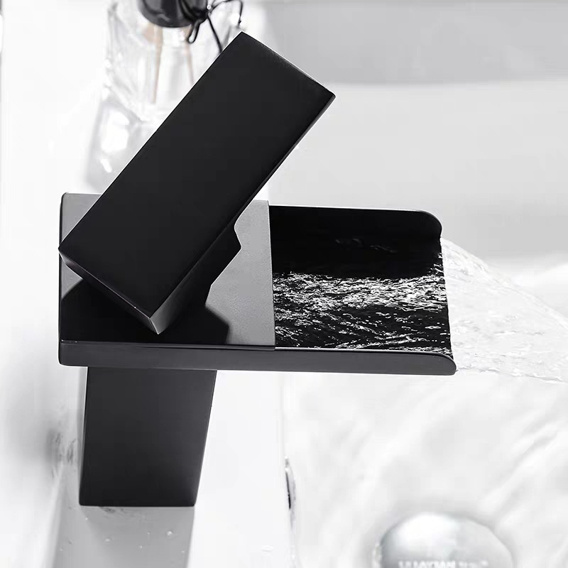 Cuarto de baño negro Cuenca del grifo lavabo caliente y fría grifo contador Cuenca del arte americano cascada grifo