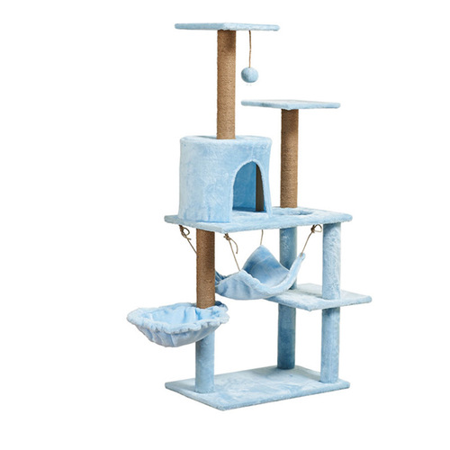 Sisal Cat Climbing Frame Cat Toy Wooden Three-Level Pet Cat Scratch Post Cat Bed Cat Jumping Platform Cat Hammock Cat Tree Factory