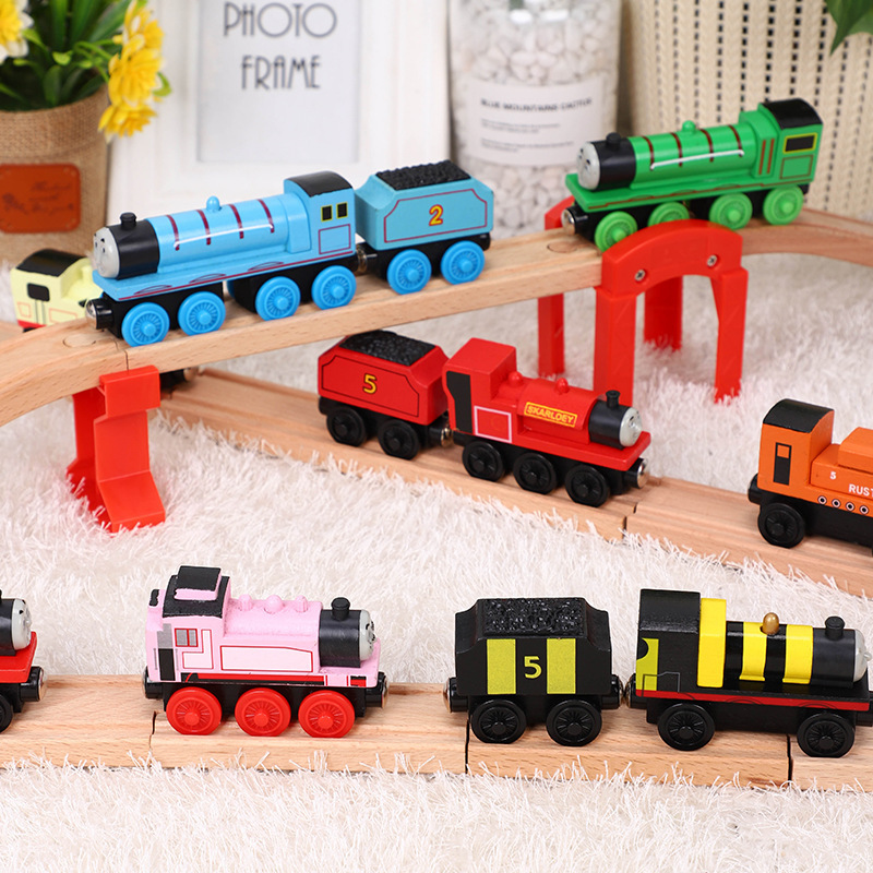 Children's Wooden Magnetic Train Combination Set Magnetic Push Wooden Train Educational Car Toy