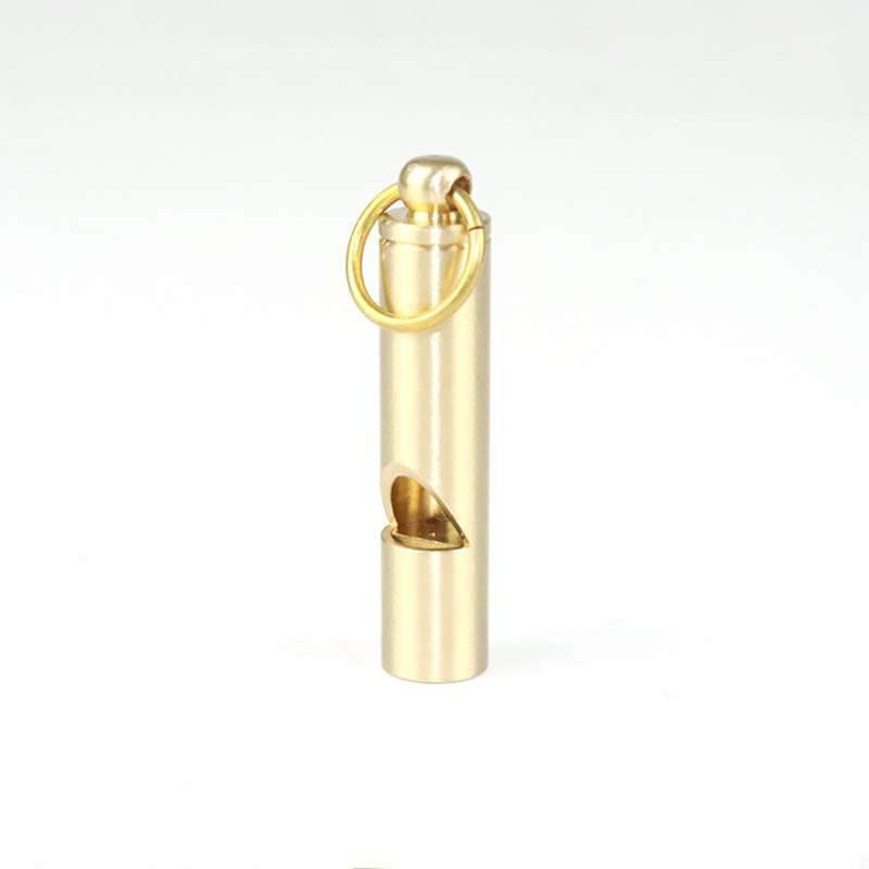 Vintage latón silbato hecho a mano puro de latón silbato de supervivencia llavero colgante suministros al aire libre herramientas EDC