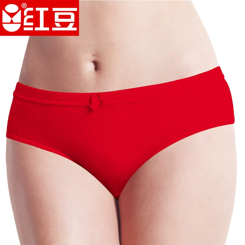 Red Bean Женское красное Benmingnian Чистое хлопковое молодежное треугольное нижнее белье со средней и низкой талией