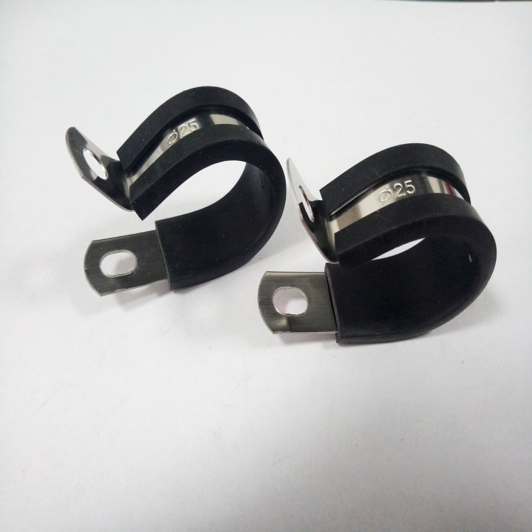 福莱通不锈钢包塑金属管夹 R型线夹适用M6螺栓固定