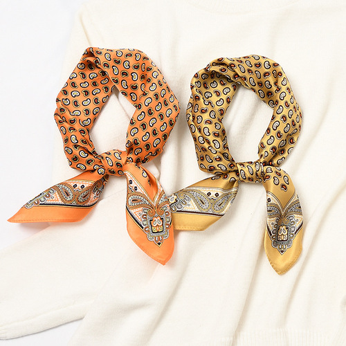Real silk [53cm] small square scarf, temperament silk scarf for women, foreign temperament, mulberry silk, spring and autumn, thin, versatile scarf