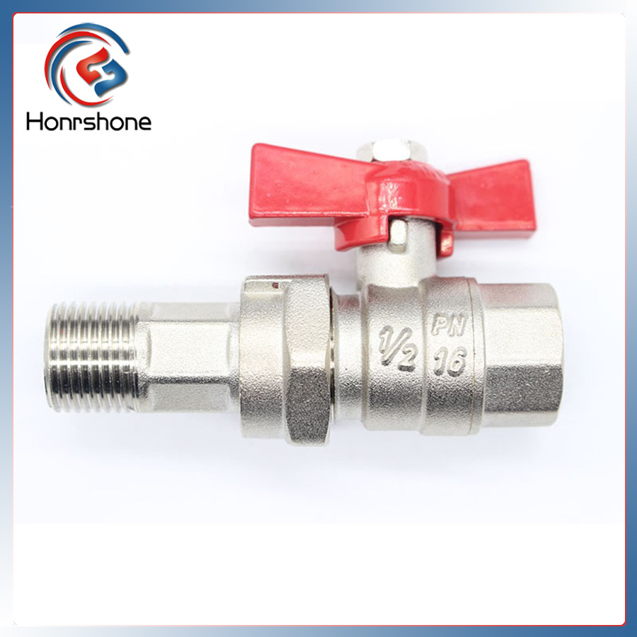 家装管道黄铜球阀 内外丝活接球阀 红色蝴蝶铝手柄铜球阀