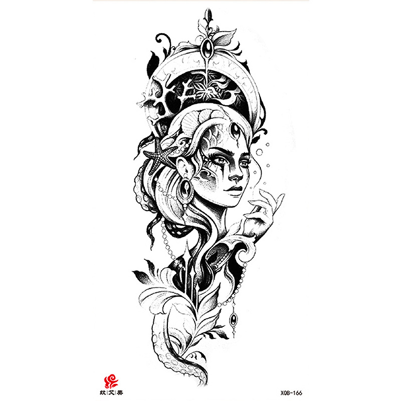 Pegatinas de tatuaje impermeables de brazo completo con símbolos, totems, animales y calaveras, disponibles para venta al por mayor y suministro transfronterizo.