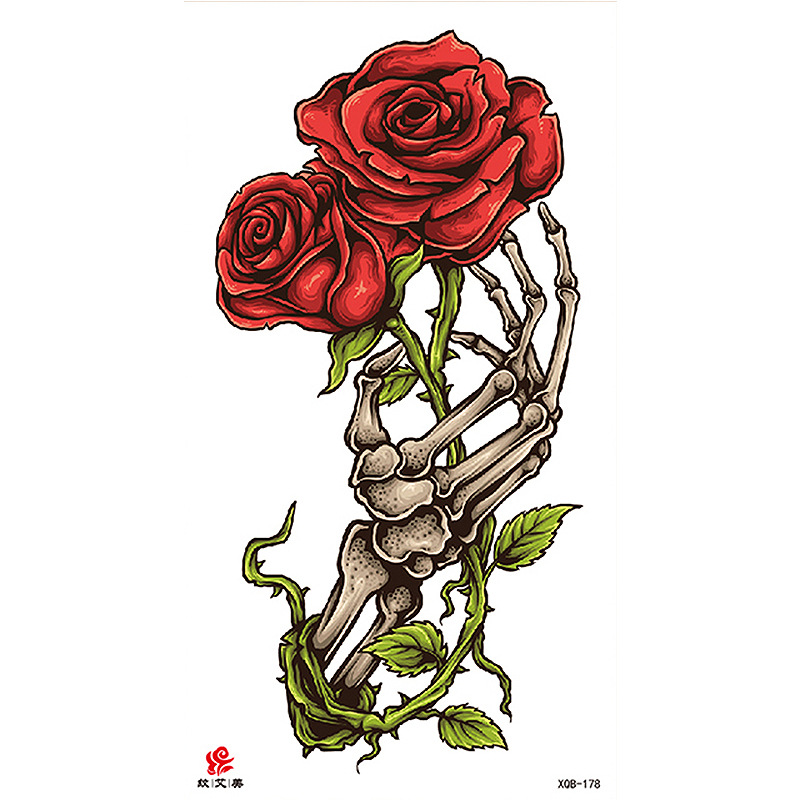 Pegatinas de tatuaje impermeables de brazo completo con símbolos, totems, animales y calaveras, disponibles para venta al por mayor y suministro transfronterizo.