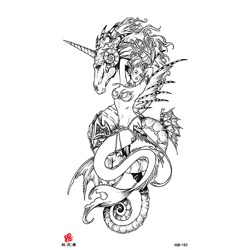 Pegatinas de tatuaje impermeables de brazo completo con símbolos, totems, animales y calaveras, disponibles para venta al por mayor y suministro transfronterizo.