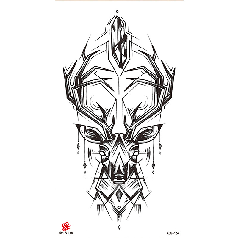 Pegatinas de tatuaje impermeables de brazo completo con símbolos, totems, animales y calaveras, disponibles para venta al por mayor y suministro transfronterizo.