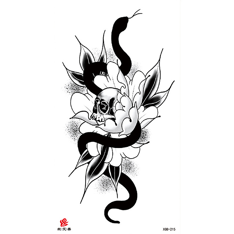 Pegatinas de tatuaje impermeables de brazo completo con símbolos, totems, animales y calaveras, disponibles para venta al por mayor y suministro transfronterizo.