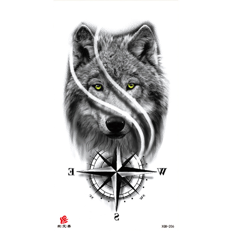 Pegatinas de tatuaje impermeables de brazo completo con símbolos, totems, animales y calaveras, disponibles para venta al por mayor y suministro transfronterizo.