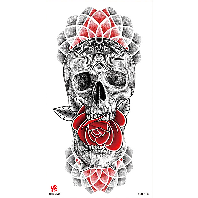 Pegatinas de tatuaje impermeables de brazo completo con símbolos, totems, animales y calaveras, disponibles para venta al por mayor y suministro transfronterizo.