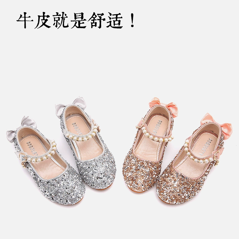 Кожаная обувь для девочек, обувь принцессы 2022, новые весенне-осенние волшебные наклейки, одиночная обувь для девочек с мягкой подошвой, средней и большой детской кожаной обувью