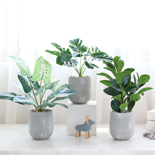 Nordic style simulated pothos plant bonsai, simulated flower ornaments, turtle leaf potted plants, desktop fake flower decorations