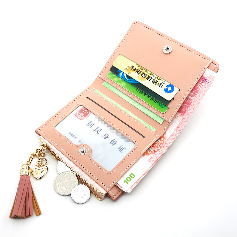 Nueva moda corta Cartera de cremallera de las mujeres coreano simple todo partido estudiante moneda monedero cartera femenina