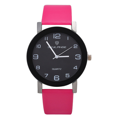AliExpress New Classic Digital Black Dial Watch Candy Color PU Quartz Watch Simple Casual Men's and Women's Watch