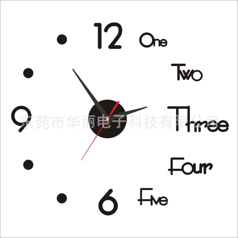 Amazon popular reloj de acrílico creativo estilo europeo sala de estar DIY Reloj de pared etiqueta de la pared reloj mudo fábrica al por mayor