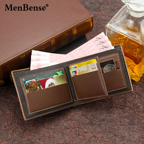 MenBense Korean style hinge hot stamping printed men's wallet short style frosted multi-card slot large capacity men's wallet
