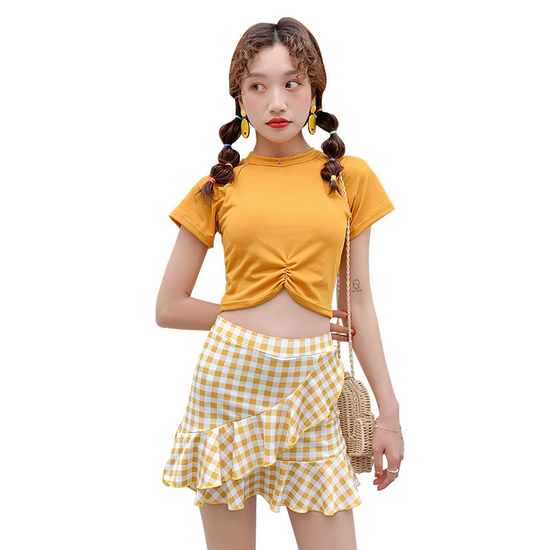 Traje de baño casual para mujer Corea del Sur ins estilo traje de baño de dos piezas de aguas termales traje de baño adelgazante ventas directas de fábrica