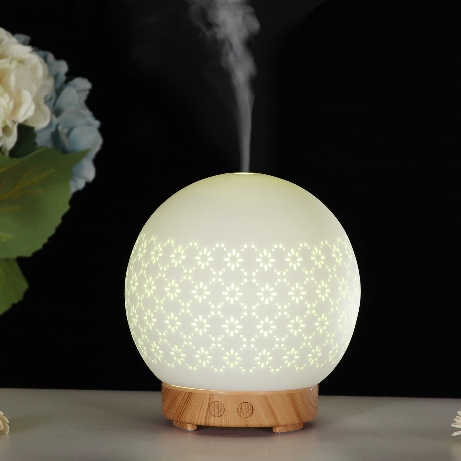 Factory Ultrasonic Humidifier Ceramic Aromatherapy Machine Essential Oil Diffuser Household Air Purification Humidifier Customization