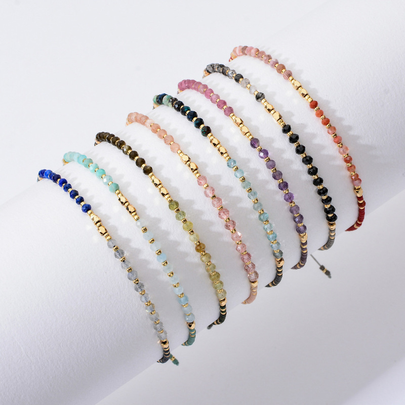 Cross-Border Japanese Miyuki Rice Bead Bracelet Women's Hand-Woven Adjustable Beaded Bracelet Semi-Precious Stone Material Hand Jewelry