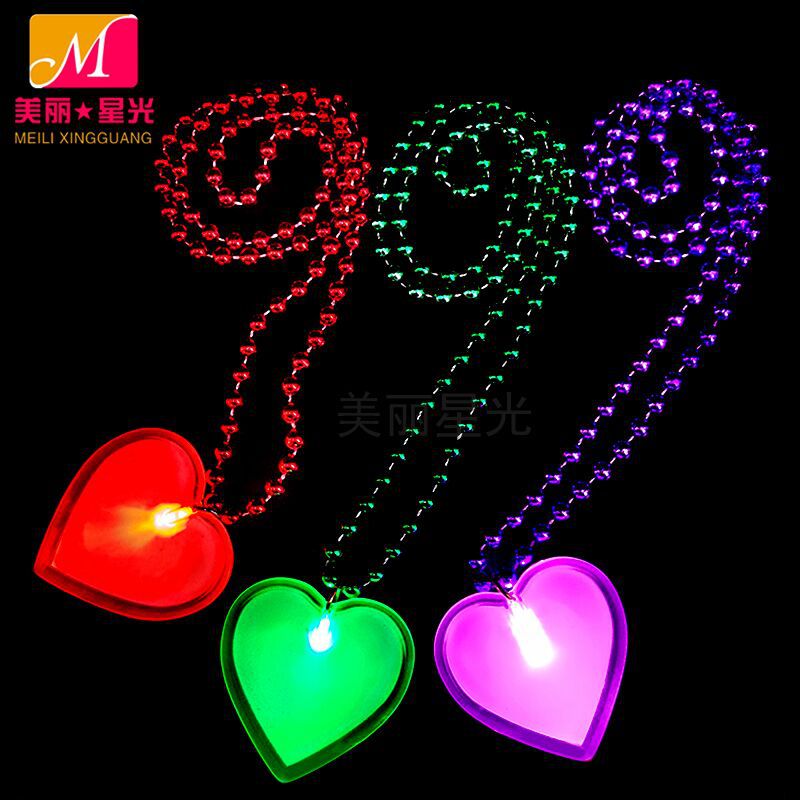 Venta al por mayor collar luminoso led plataforma transfronteriza collar luminoso acrílico regalo del día de San Valentín amor collar luminoso