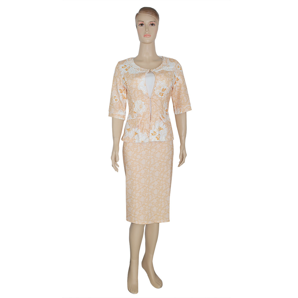 Vêtements pour femmes grande taille vêtements pour femmes robe de costume deux pièces imprimée avec perles_voghion.com
