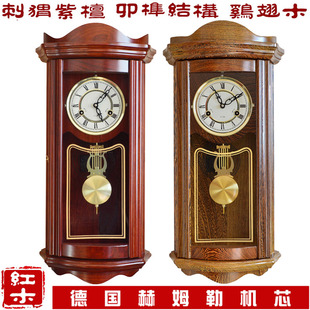 红木卯榫欧式古典报时铜机械挂钟实木老式发条北欧创意客厅钟表-阿里巴巴