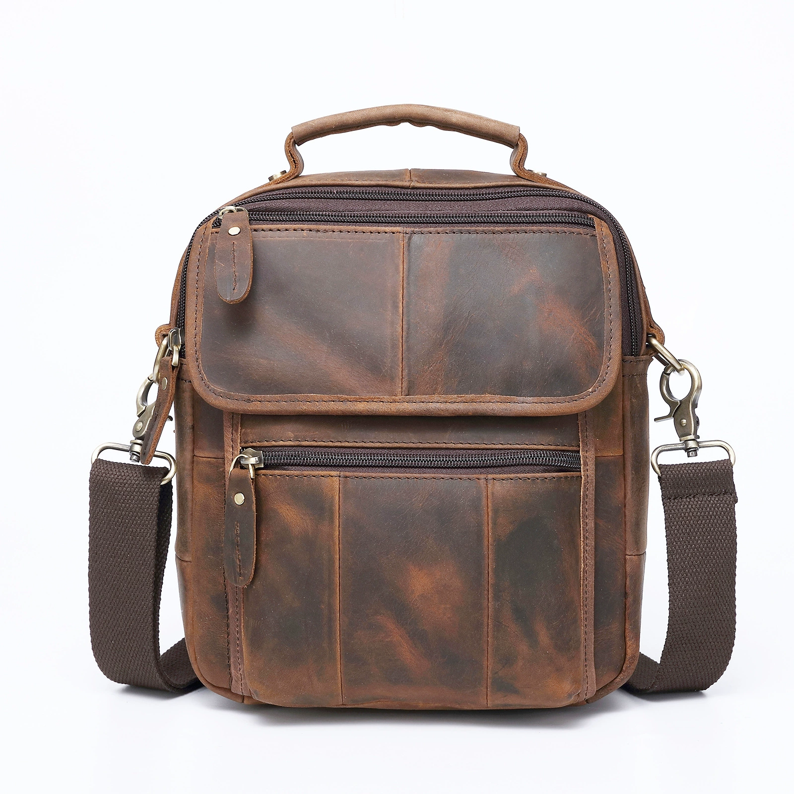Leather retro travel bag strap one shoulder, European style, 8inch