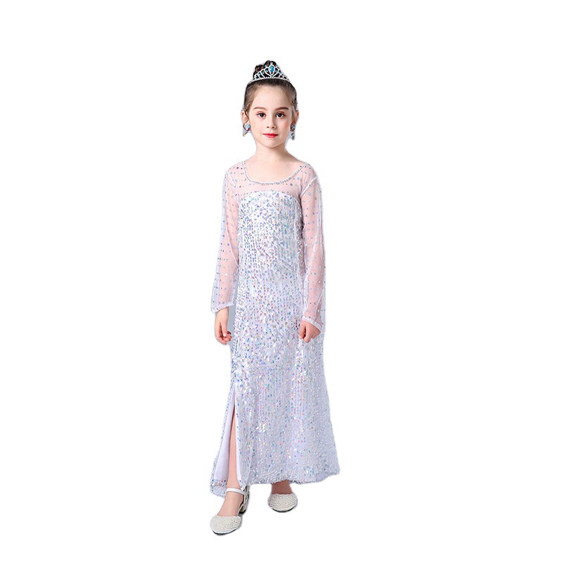 2024 Comercio exterior Vestido de princesa Aisha Falda de vestido de lentejuelas blancas Festival de niñas Día del niño Actuación Falda para niños Falda de malla