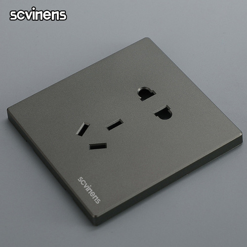 Model 86 new dark gray 5-hole switch socket steel frame flame-retardant two or three plug panel five-hole socket manufacturer wholesale