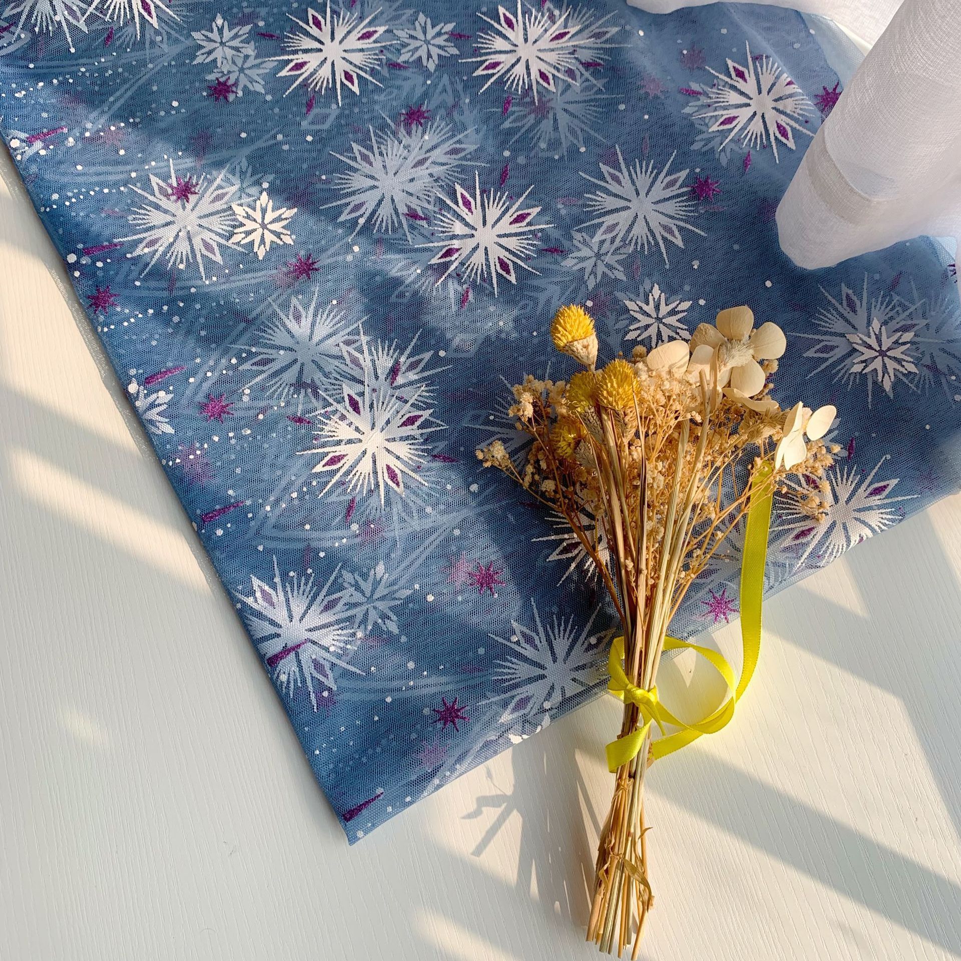 Recomendar nuevo pegamento tela de impresión en polvo de malla degradado capa congelada ropa para niños Hanfu tela al por mayor