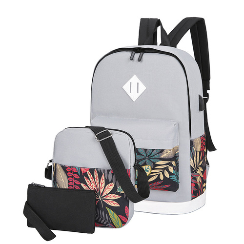 Fashionable Minimalist Dual-Shoulder Bag for Girls, University Students, Middle School Students, Campus Korean Style College Bag, Leisure Bag Set of Three
