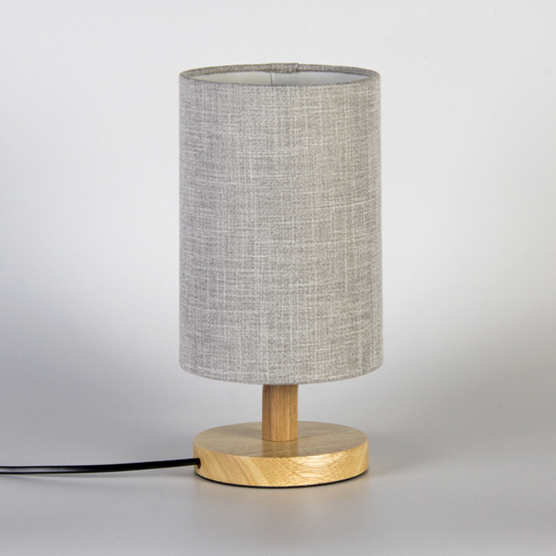 Gran cantidad en stock nórdico simple DIY tela de lino madera regalo creativo lámpara Mesa LED noche luz dormitorio