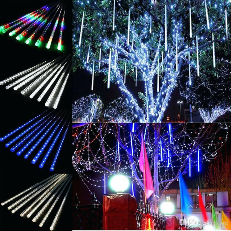 Suministro directo de fábrica LED meteoro ducha luz parche destacado impermeable lluvia de meteoros luz cadena Navidad vacaciones Lámpara decorativa tubo