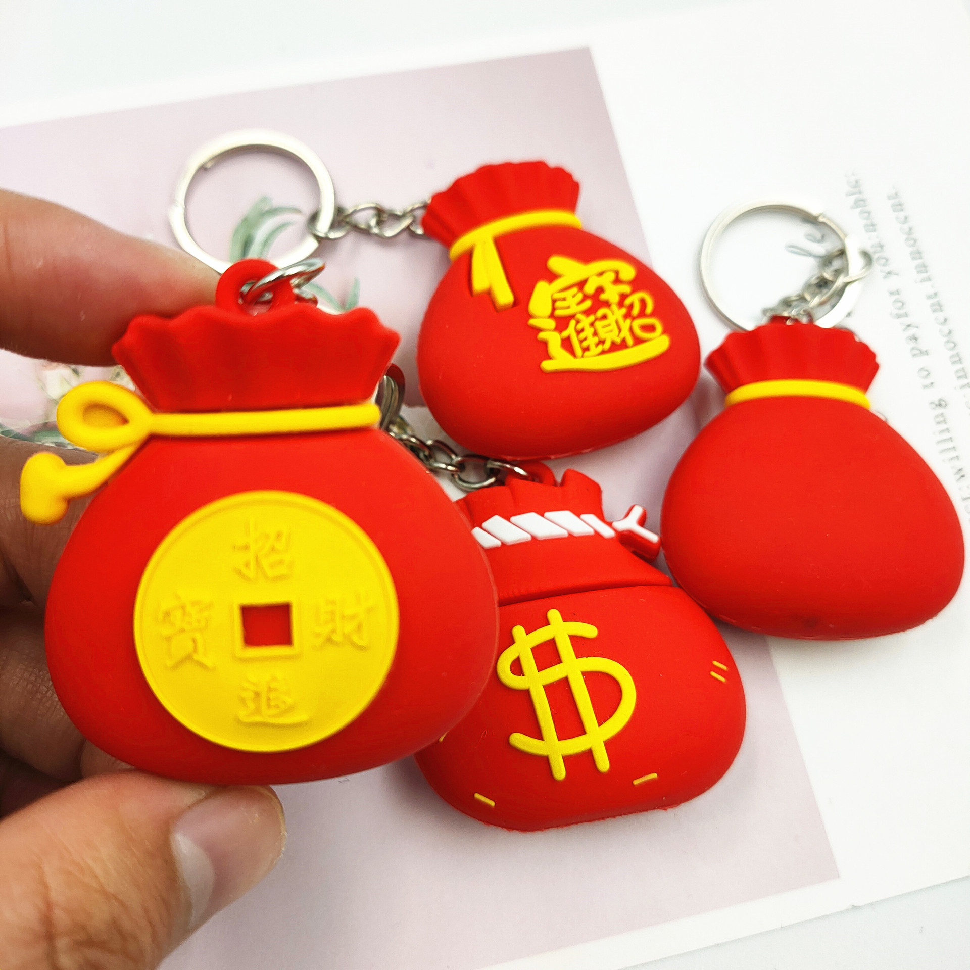 Año nuevo PVC bolsa de dinero de plástico suave bolsa de la suerte llavero colgante bolsa de Ropa Accesorios adornos de Año Nuevo pequeño regalo práctico