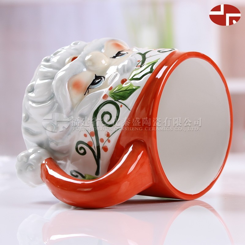 Taza de cerámica de Papá Noel personalizada para Amazon, taza navideña de arcilla blanca, taza navideña de cerámica pintada a mano al por mayor