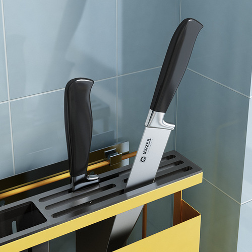 Wall-mounted stainless steel knife holder kitchen storage rack household knife knife holder storage rack nail-free knife holder chopping board rack