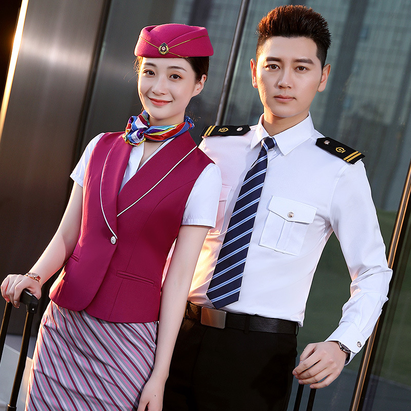 Professional Men's and Women's suit Striped Dress Hotel Attendant Spring and Summer Work Clothes Vest Workwear China Southern Airlines Stewardess Uniform