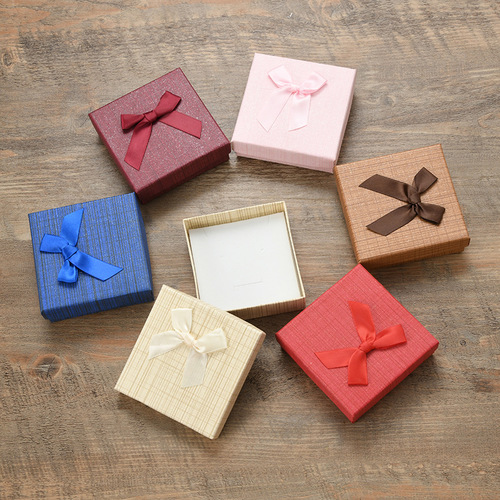 Jewelry box, exquisite jewelry universal packaging box, women's day gift box, bow world lid gift box