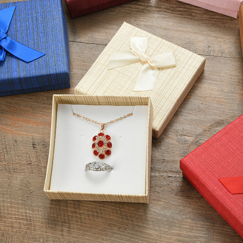 Jewelry box, exquisite jewelry universal packaging box, women's day gift box, bow world lid gift box