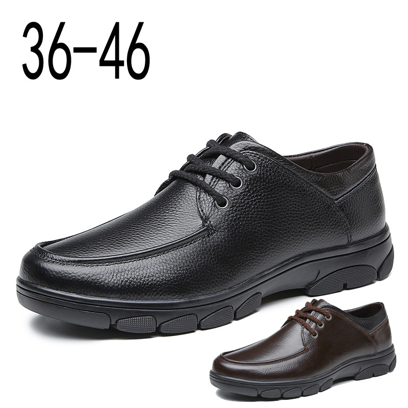 Herrenschuhe, lässiges Obermaterial aus Leder, weiche Sohle, mittelgroß, Dad-Sneaker_voghion.com