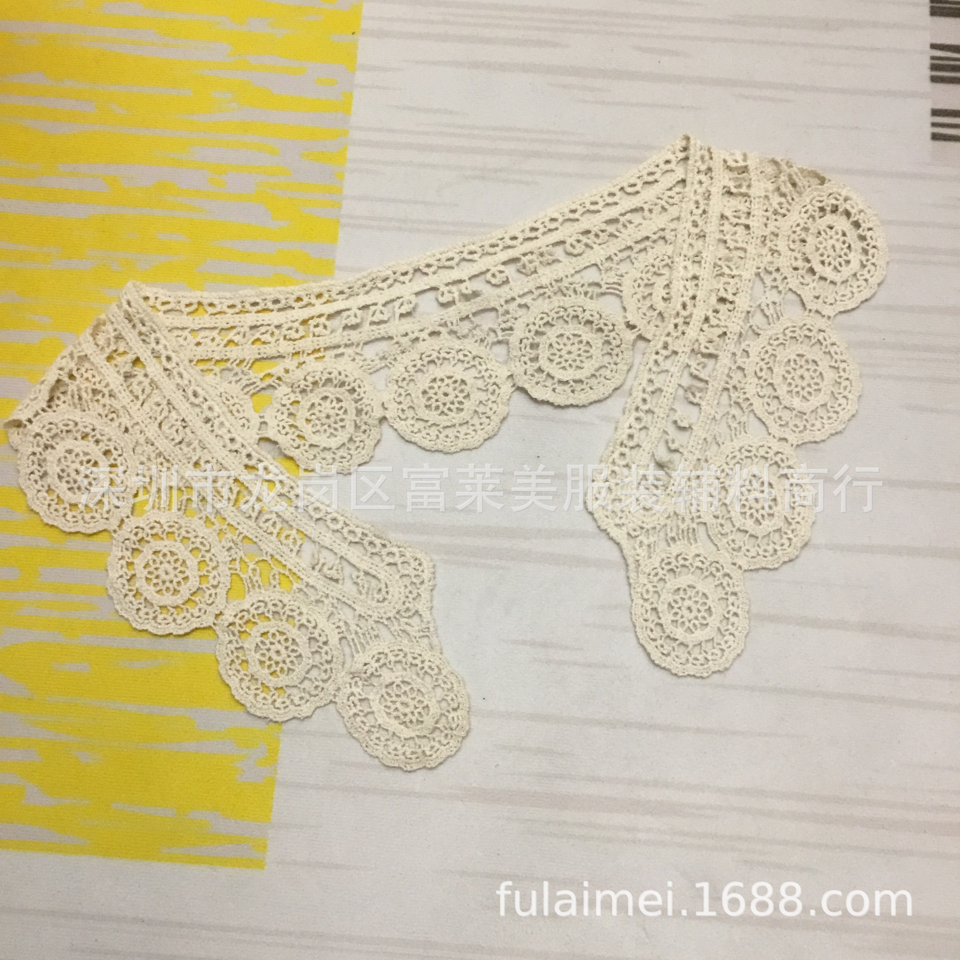 十五个圆圈纯棉水溶机织衣领 花边花个DIY  女装服装辅料现货直销