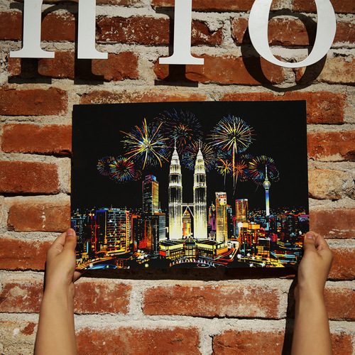 Yuelu YUELU Colorful City III City Night Scene Scratch Painting Creative Diy Handmade Scratch Painting Factory Direct Sales